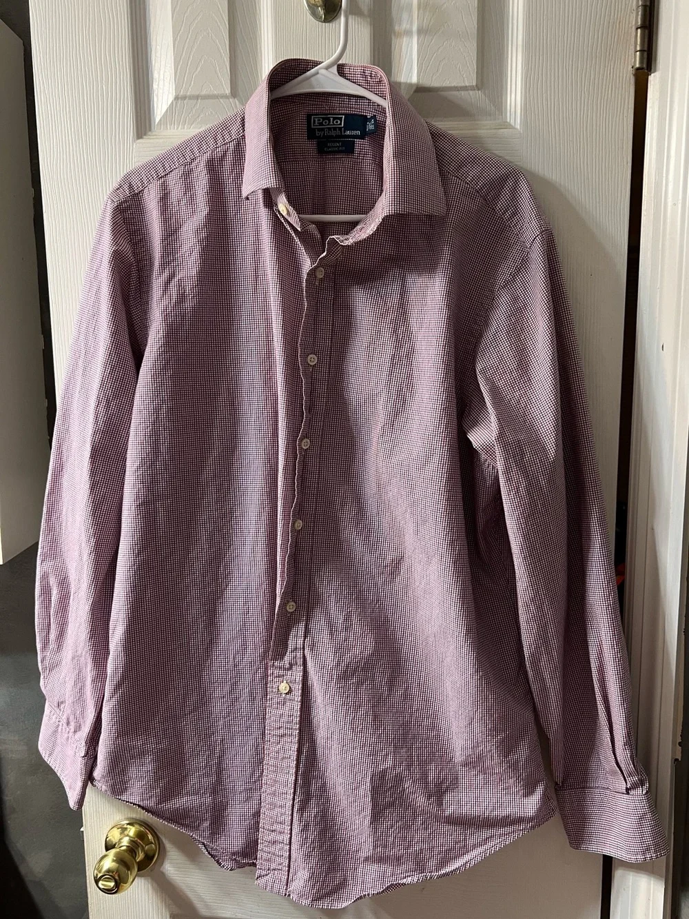 Polo Ralph Lauren Men’s Regent Classic Fit Dress Shirt- Red & Blue 16.5 34/35